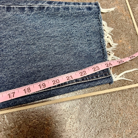 Moussy Raw Hem High Rise Cropped Denim Jeans Tapered Leg 25 - Picture 9 of 12